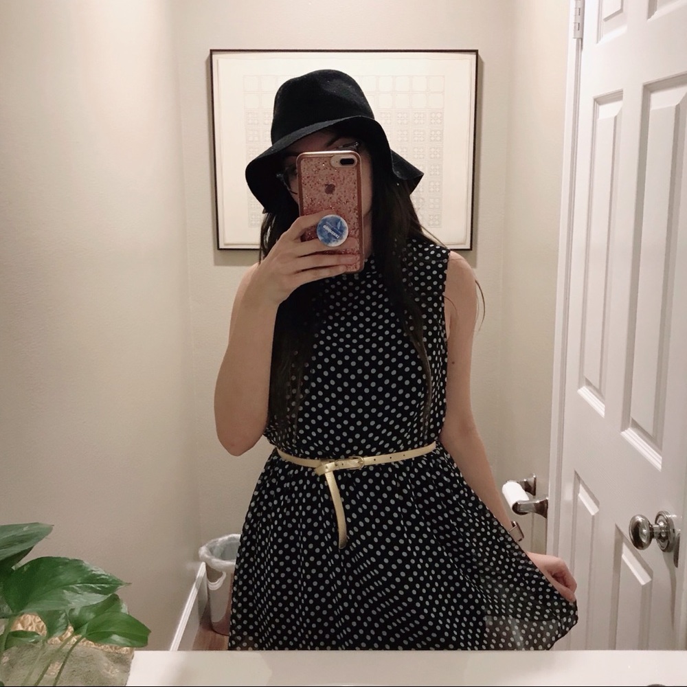 Vintage Retro Style Black Polka Dot Dress